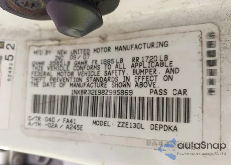 2008 Toyota Corolla Ce from USA, damaged, VIN 1NXBR32E98Z995869